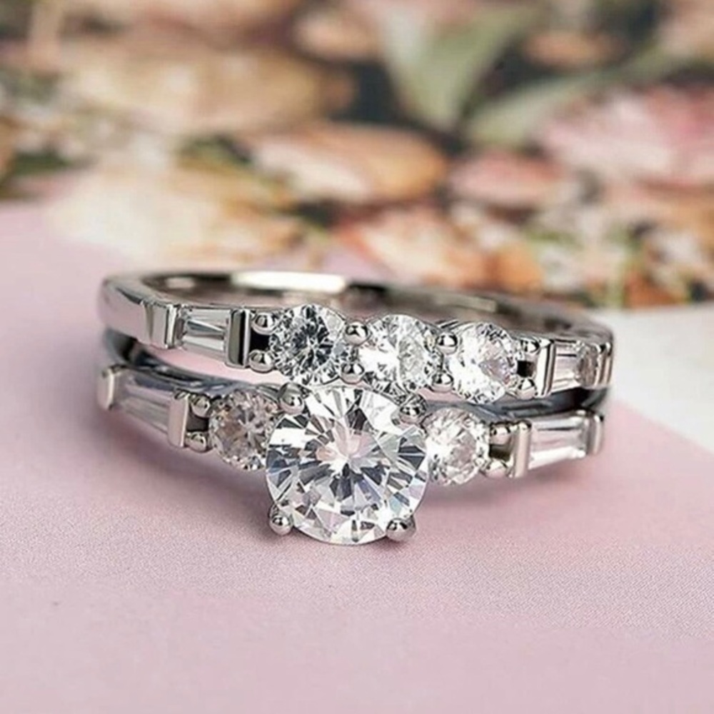 Silver Engagement Bridal Set